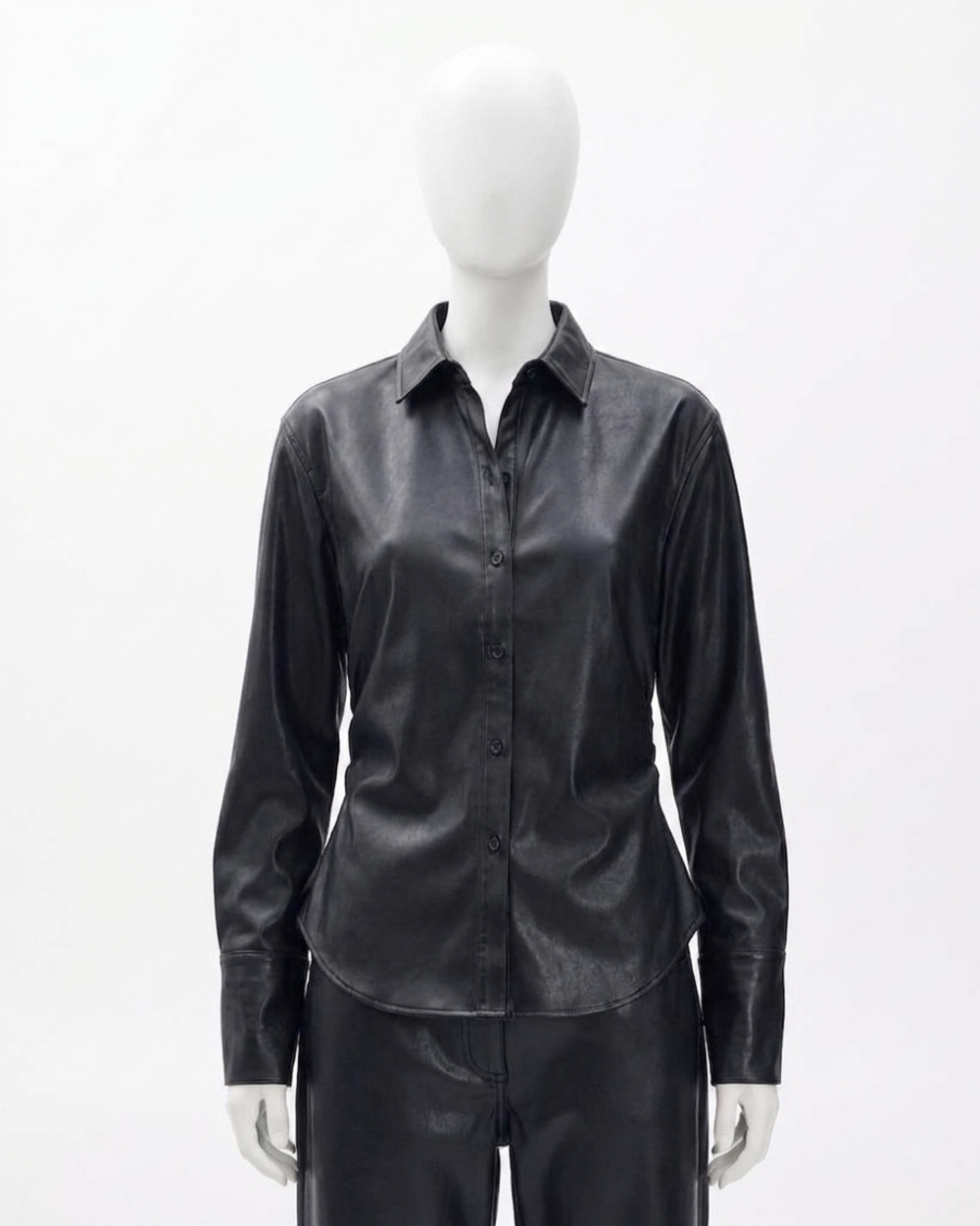 NEW RAG & BONE leah faux leather shirt in black